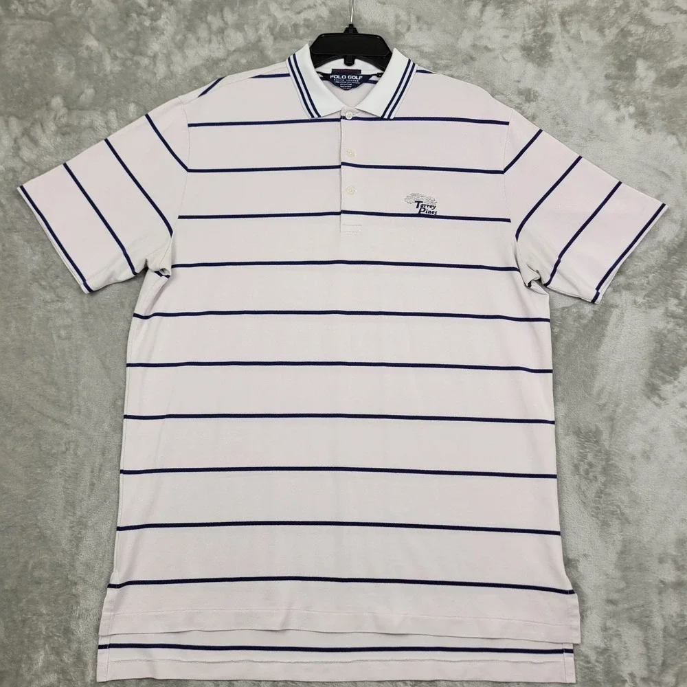 Polo Golf Ralph Lauren Performance Polo Men's Large Striped Torrey Pines Logo